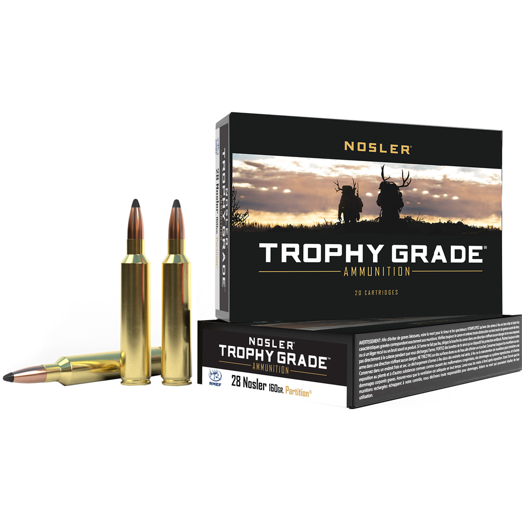 054041610100 Nosler Trophy Grade Rifle Ammunition 28 Nosler 160 Gr. Pt Sp 20 Rd.