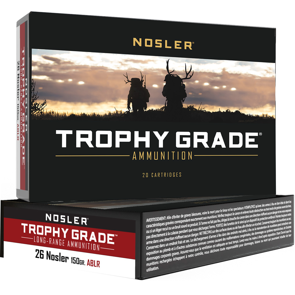 054041610520 Nosler Trophy Grade Long Range Rifle Ammunition 26 Nosler 150 Gr. Ablr Sp 20 Rd.