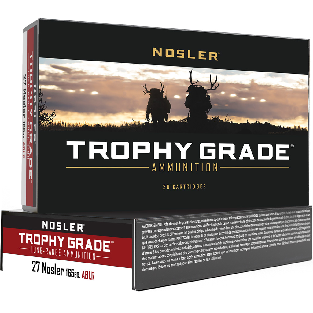 054041612371 Nosler Trophy Grade Long Range Rifle Ammunition 27 Nosler 165 Gr. Ablr 20 Rd.