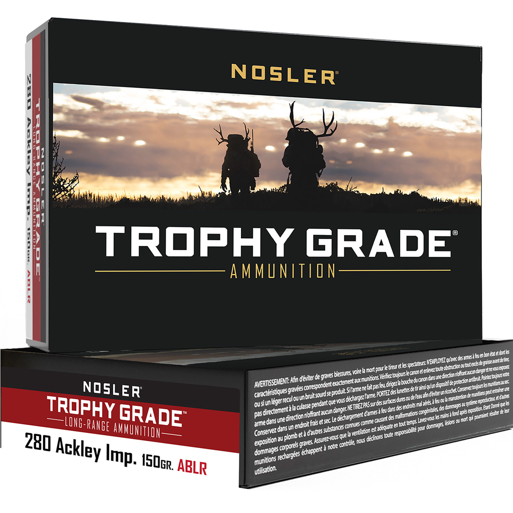 054041601160 Nosler Trophy Grade Long Range Rifle Ammunition 280 Ack Imp 150 Gr. Ablr Sp 20 Rd.