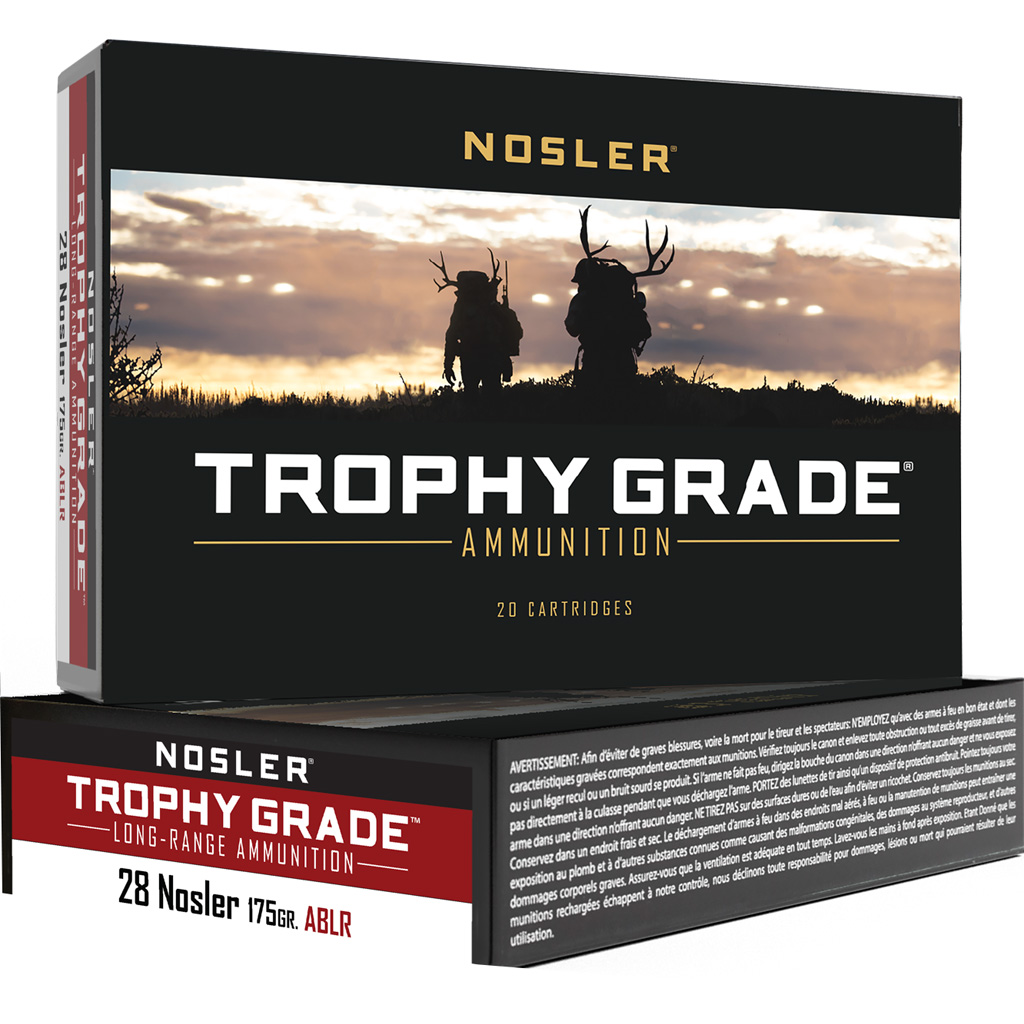 054041601559 Nosler Trophy Grade Long Range Rifle Ammunition 28 Nosler 175 Gr. Ablr Sp 20 Rd.