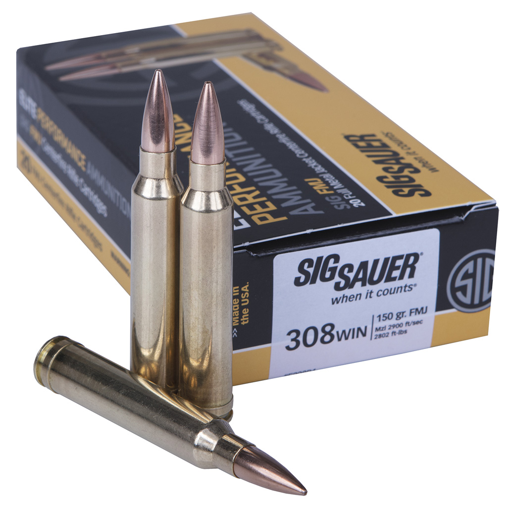 798681588633 Sig Sauer Elite Ball Performance Rifle Ammo 308 Win 150 Gr. Fmj 20 Rd.