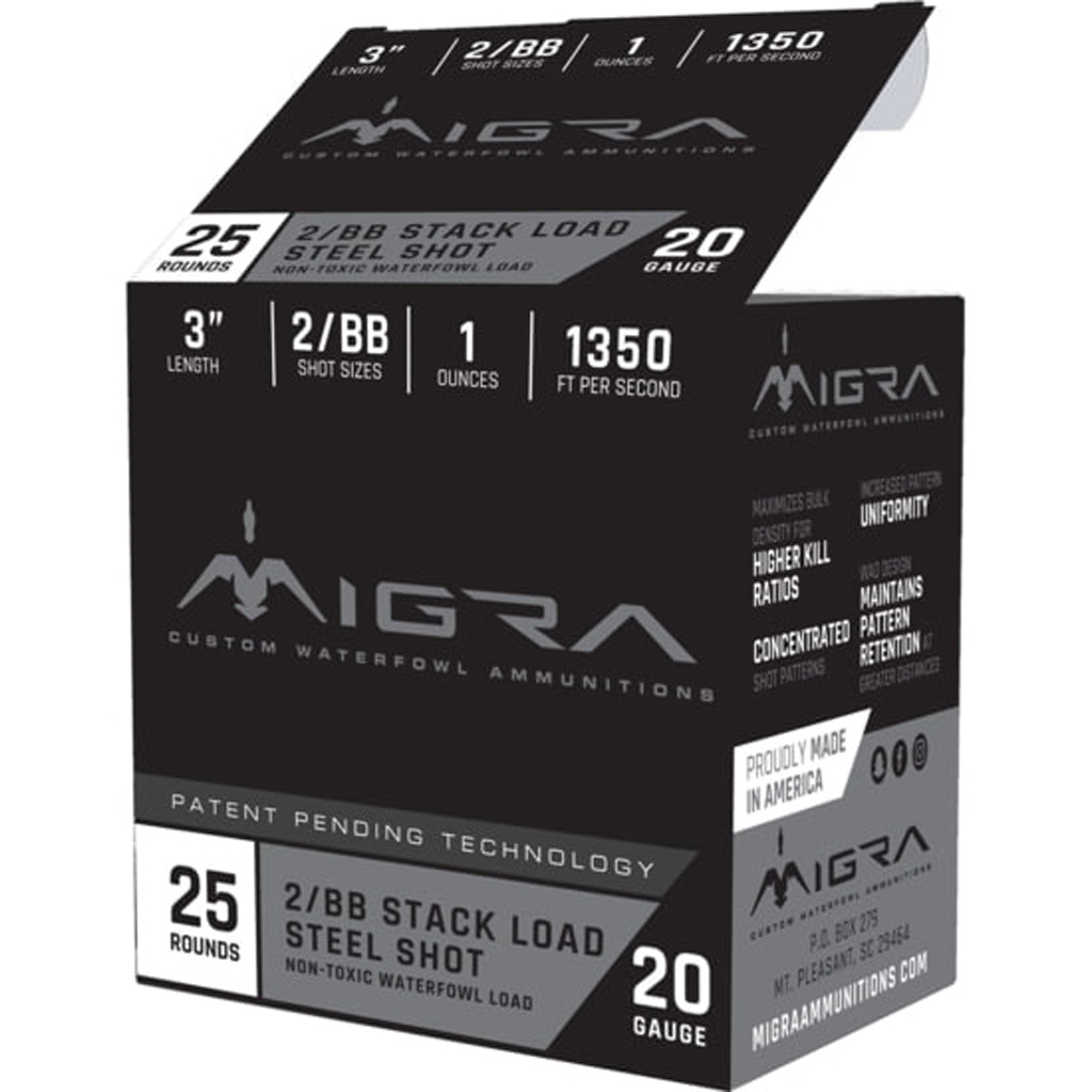 686162340316 Migra Staxd Shotgun Ammo 20 Ga. 3 In. 1 Oz. 4-6 Shot 25 Rd.