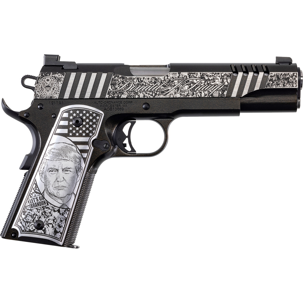 602686422543 Auto-ordnance Trump Rally Cry 1911 45 Acp 5 In. Stainless Custom Engraved 7 Rd.
