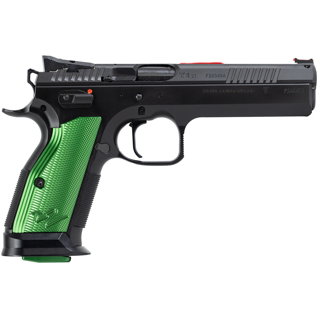 Cz Ts 2 Racing Green Pistol 9mm 5.23 In. Black With Green Grips 20 Rd.