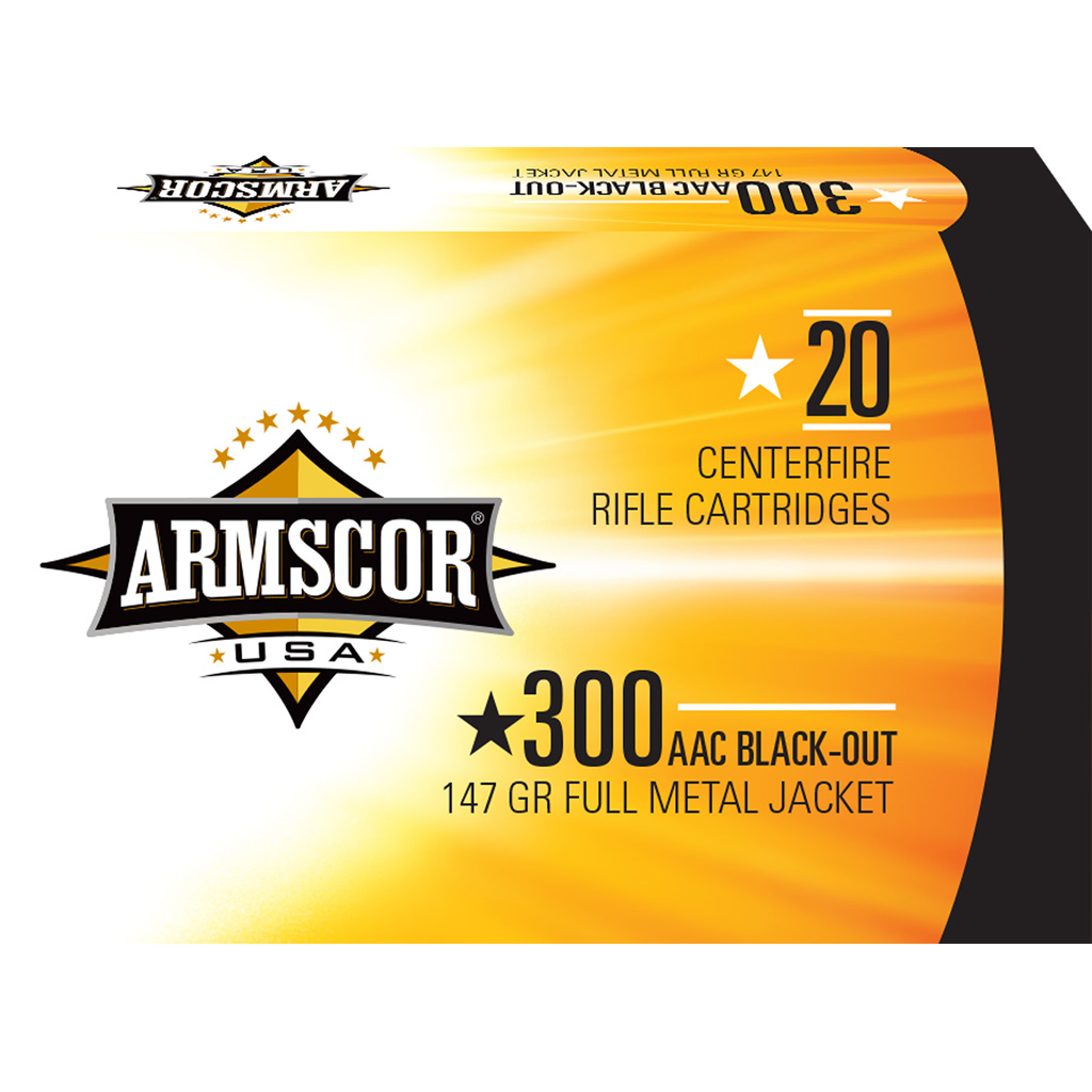 812285021089 Armscor Range Rifle Ammo 300 Aac Blackout 147 Gr. Fmj 20 Rd.