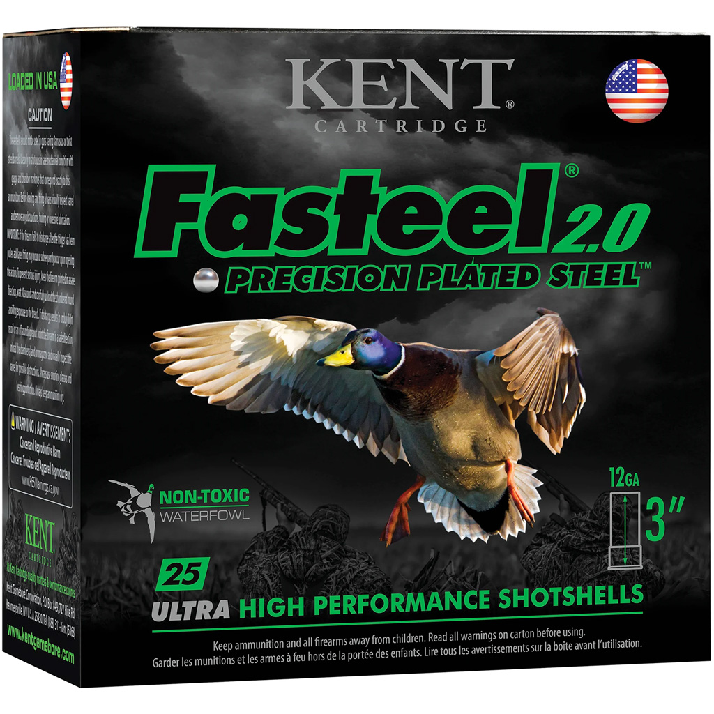 656308111377 Kent Fasteel 2.0 Precision Plated Steel Load 12 Ga. 3 In. 1 1/8 Oz. Bb Shot 25 Rd.