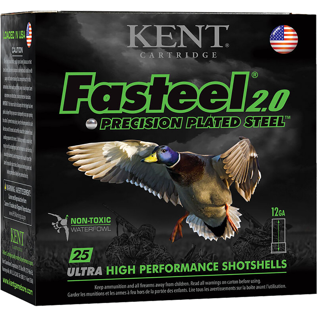 656308111421 Kent Fasteel 2.0 Precision Plated Steel Load 12 Ga. 3 In. 1 1/8 Oz. 6 Shot 25 Rd.