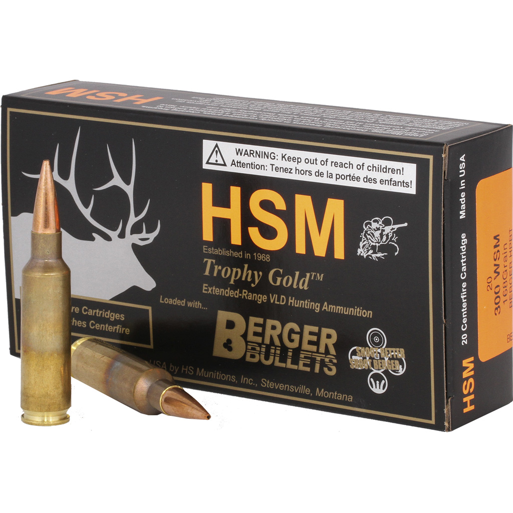Hsm Trophy Gold Rifle Ammunition 300 Wsm Berger 168 Gr. 20 Rd.