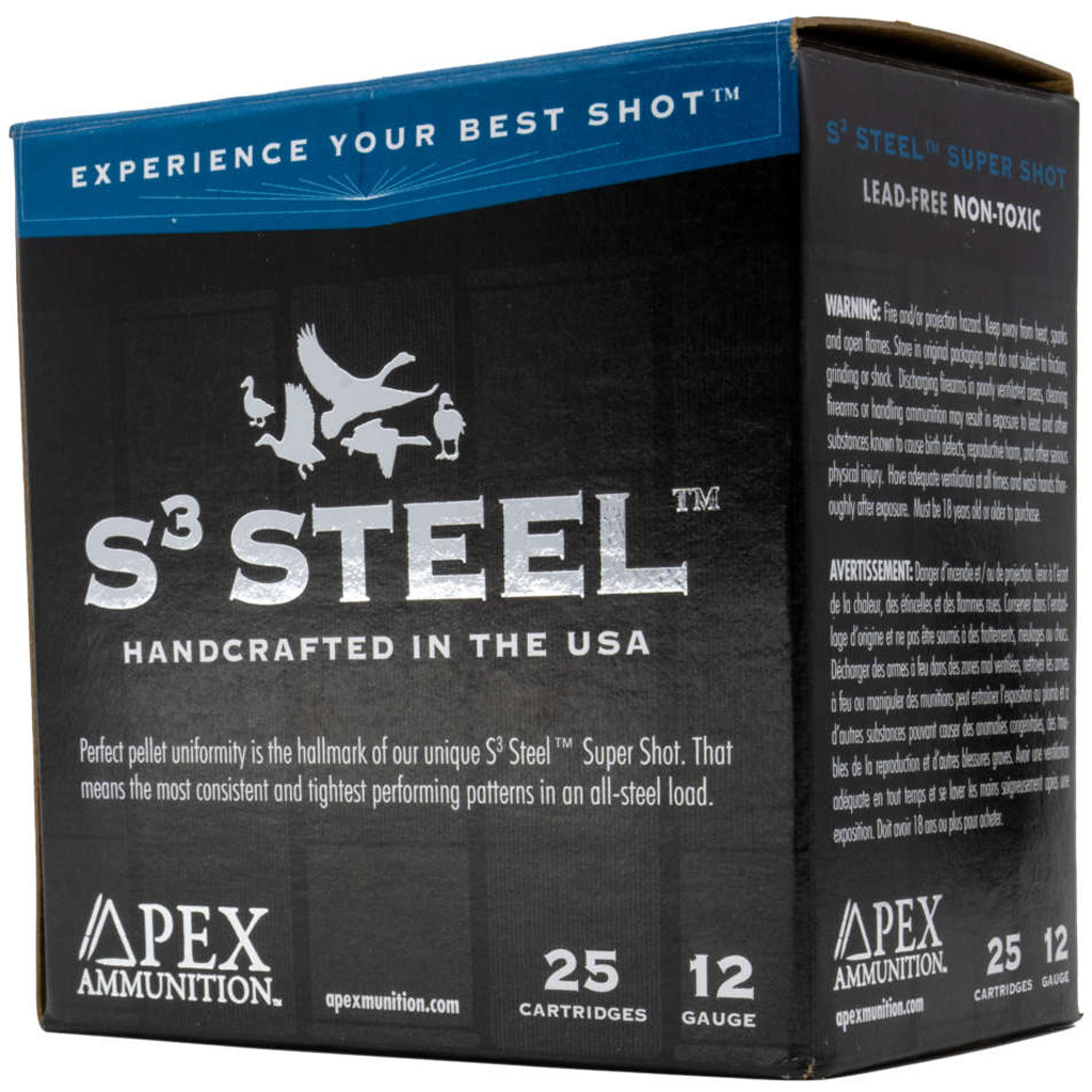 859781007971 Apex Waterfowl S3 Steel Shotgun Ammo 12 Ga. 3 In. 1-1/4oz #4 25 Rd