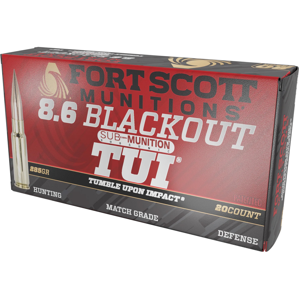 758381722393 Fort Scott Munitions Rifle Ammo 8.6 Blackout 285 Gr. Subsonic Tui 20 Rd.