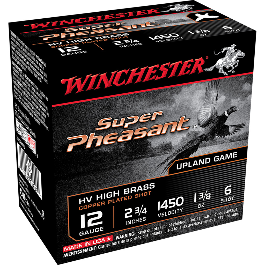 020892018037 Winchester Super Pheasant Plated High Velocity 12 Ga. 2.75 In. 1 3/8 Oz. 6 Shot 25 Rd.