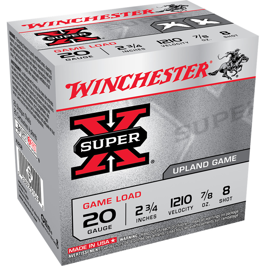 020892013438 Winchester Super-x Game Load 20 Ga. 2.75 In. 7/8 Oz. 8 Shot 25 Rd.