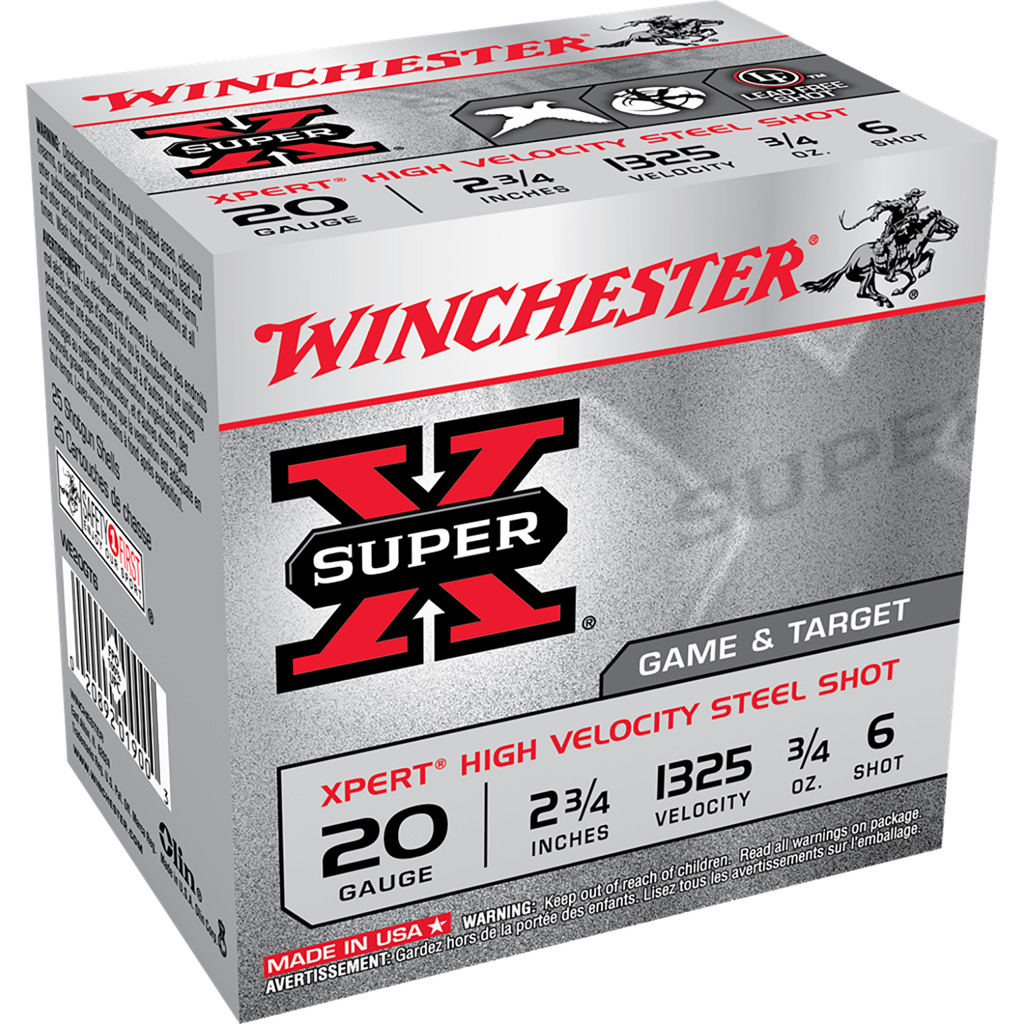 020892019003 Winchester Super-x Xpert Hi-velocity Steel 20 Ga. 2.75 In. 3/4 Oz. 6 Shot 25 Rd.