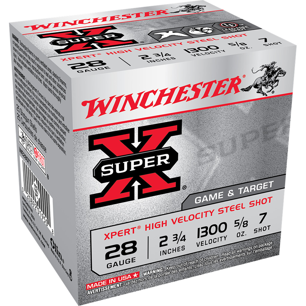 020892019508 Winchester Super-x Xpert Hi-velocity Steel 28 Ga. 2.75 In. 5/8 Oz. 7 Shot 25 Rd.