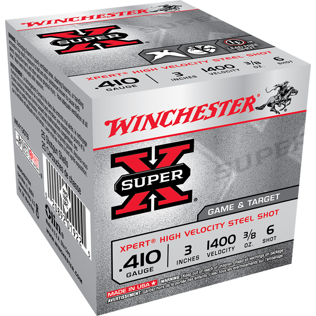 020892019225 Winchester Super-x Xpert Hi-velocity Steel 410 Ga. 3 In. 3/8 Oz. 6 Shot 25 Rd.