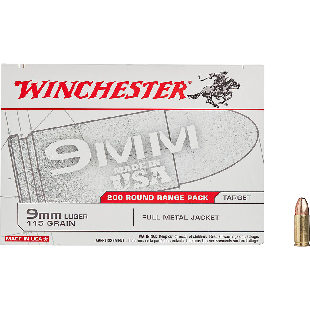 63920538 Winchester Usa Pistol Ammo 9mm 115 Gr. Fmj 200 Rd.