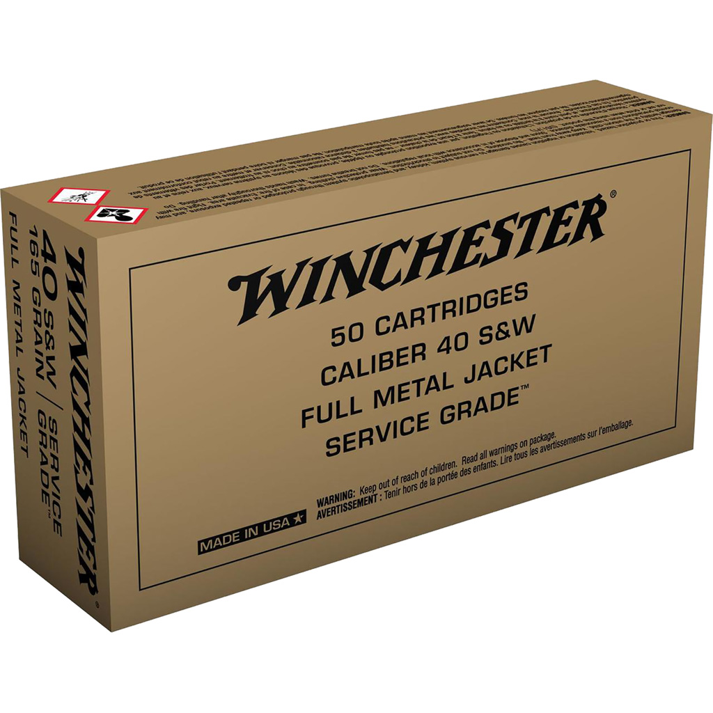 020892226029 Winchester Service Grade Pistol Ammo 40 S&w 165 Gr. Fmj 50 Rd.