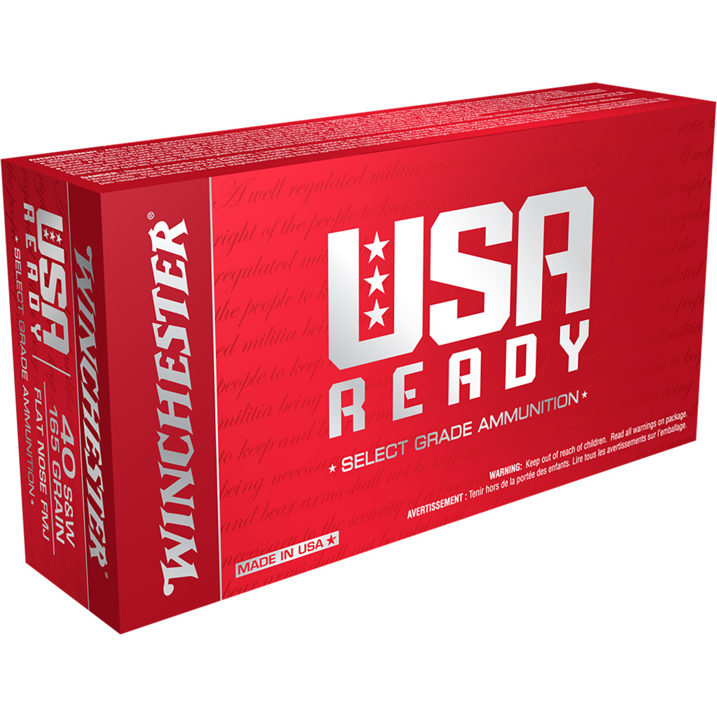 020892226500 Winchester Usa Ready Pistol Ammo 40 S&w 165 Gr. Fmj Flat Nose 50 Rd.