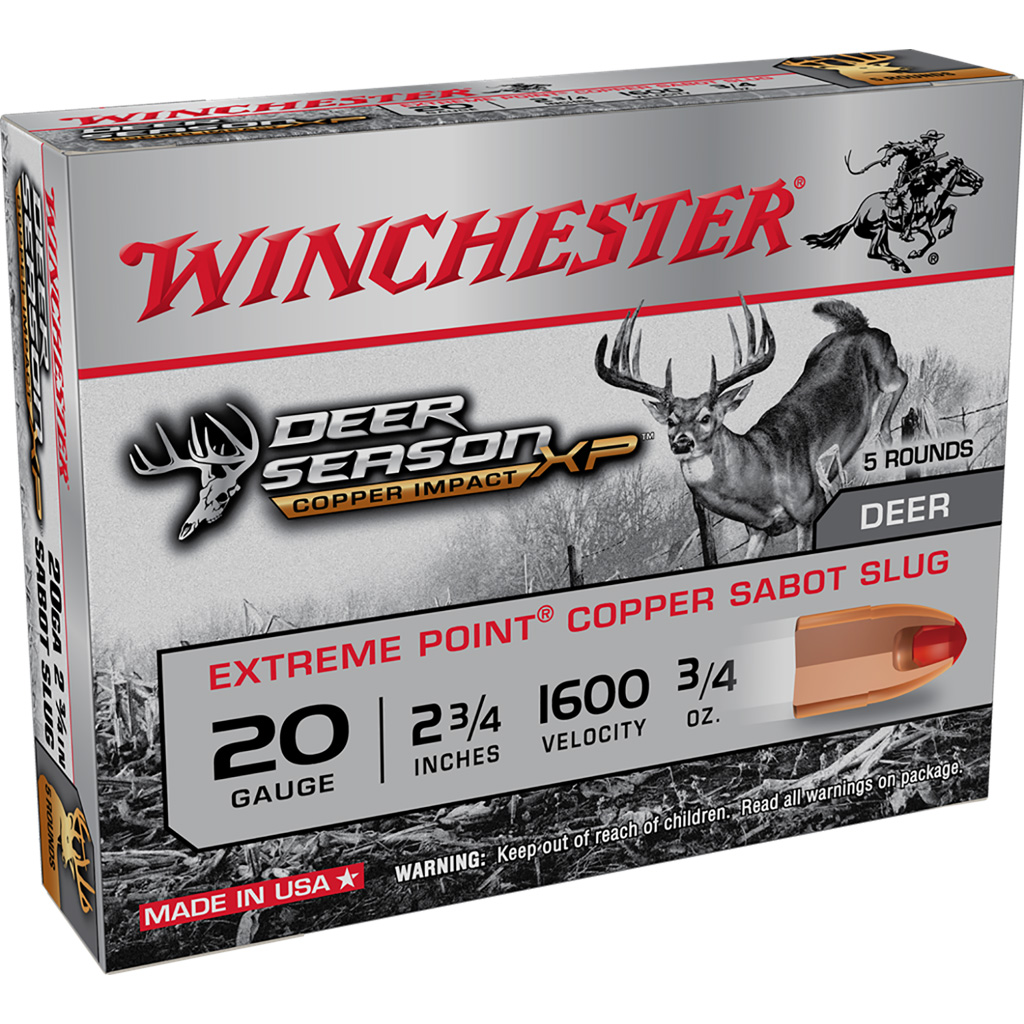 020892025844 Winchester Copper Impact Sabot Slug 20 Ga. 2.75in. 3/4oz. 5 Rd.