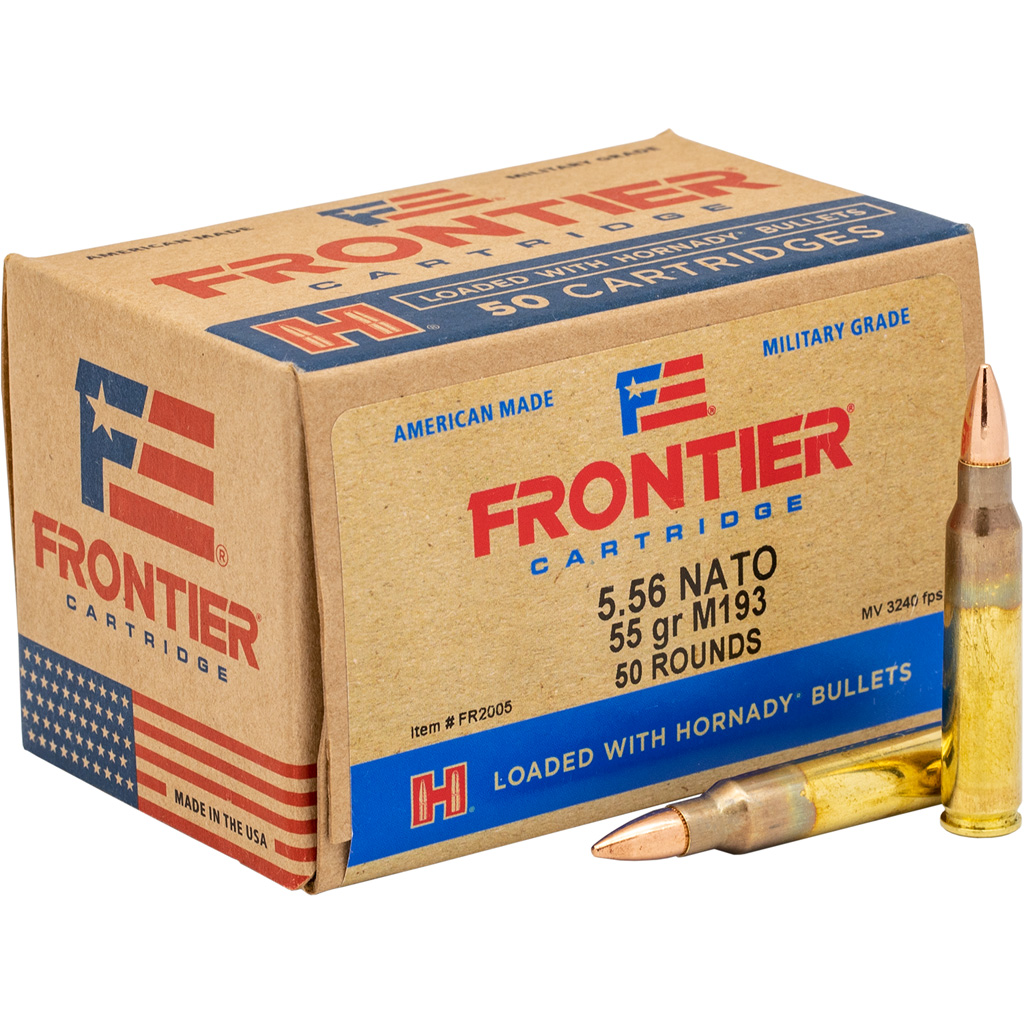 090255715248 Hornady Frontier Rifle Ammo 5.56 Nato 55 Gr. Fmj 50 Rd.
