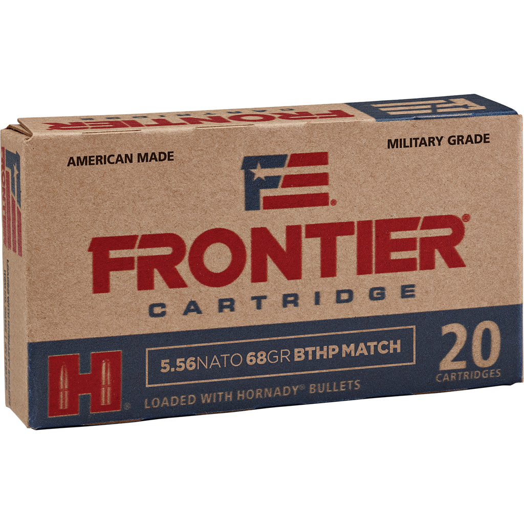 090255711608 Hornady Frontier Rifle Ammo 5.56 Nato 68 Gr. Bthp Match 20 Rd.