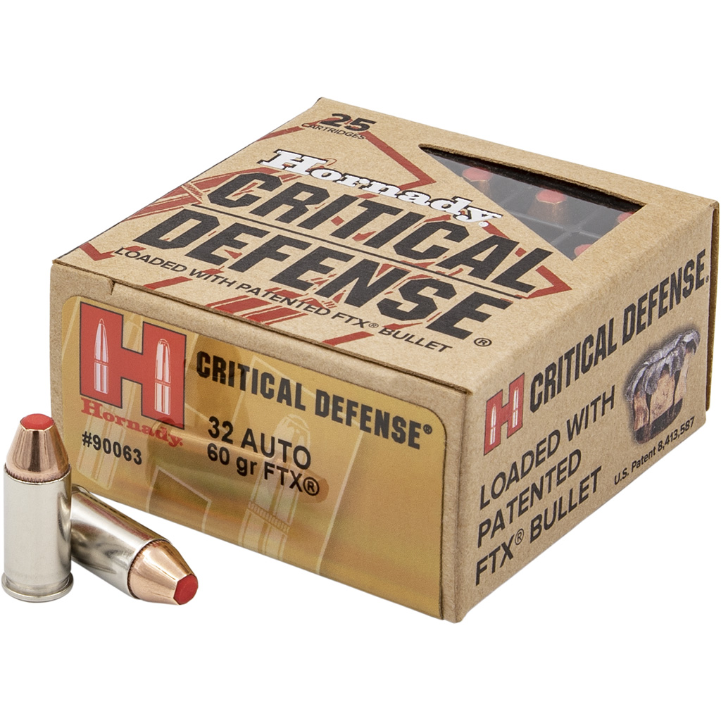 090255900637 Hornady Critical Defense Handgun Ammo 32 Acp 60 Gr. Ftx 25 Rd.