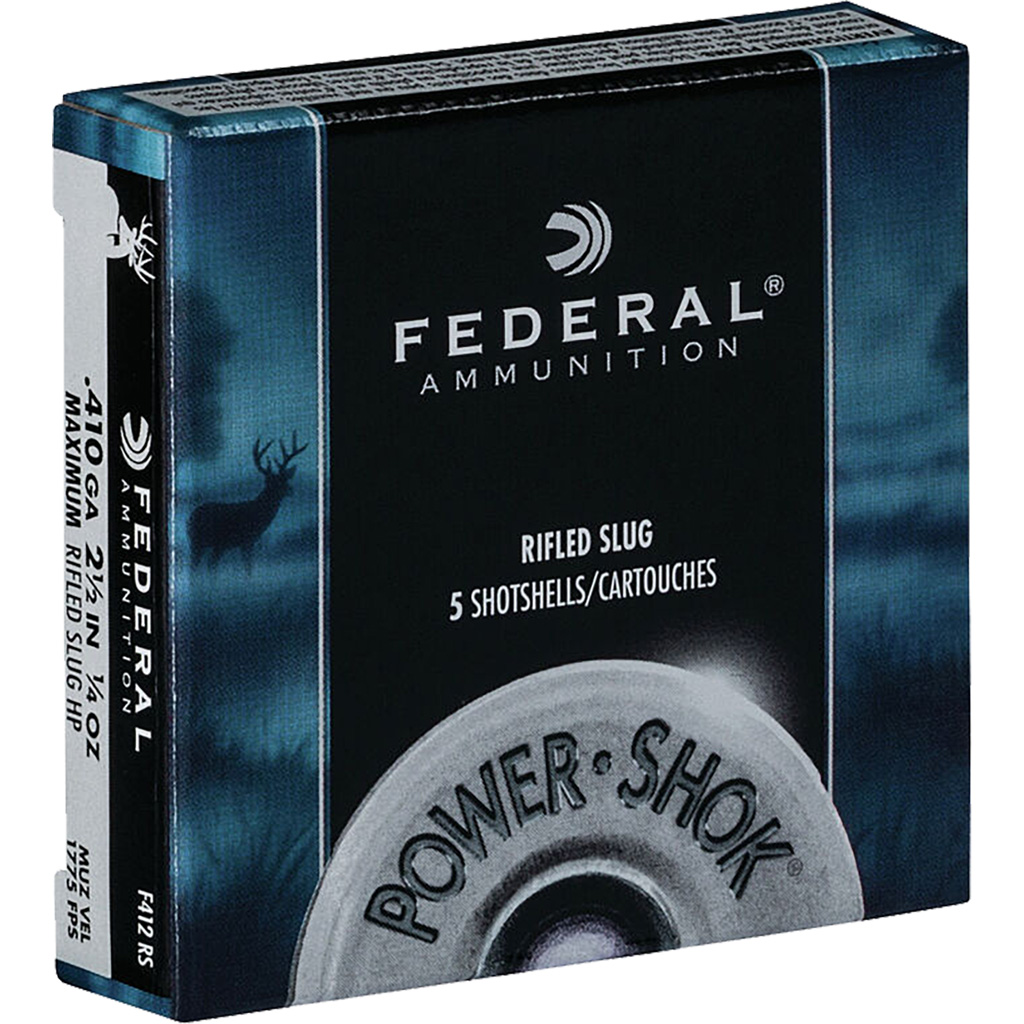 029465009991 Federal Power-shok Shotgun Ammo 410 Ga. 2.5 In. 1/4 Oz. Hp Rifled Slug 5 Rd.