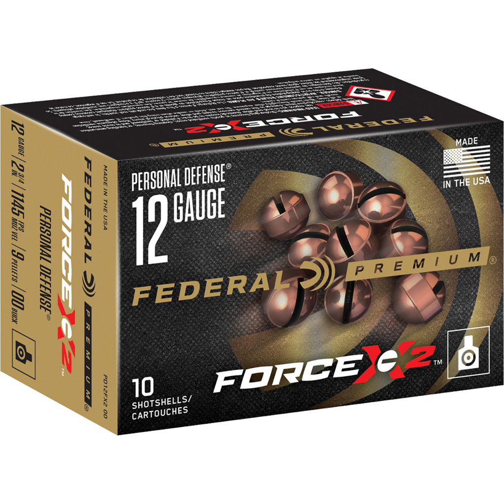 604544661262 Federal Premium Personal Defense Shotgun Ammo 12 Ga. 2.75 In. 9 Pellets Force X2 00-buck 10 Rd.