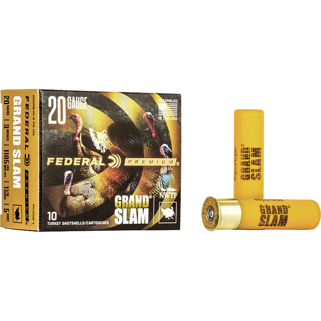 604544628241 Federal Premium Grandslam Shotgun Ammo 20 Ga. 3 In. 1 15/16 Oz. 5 Shot 10 Rd.