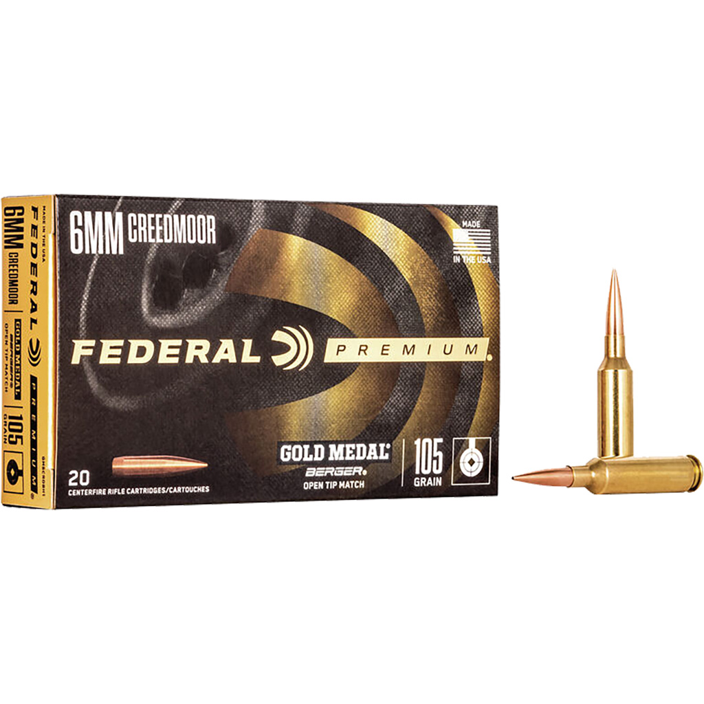 604544630329 Federal Gold Medal Rifle Ammo 6mm Creedmoor 105 Gr. Berger Hybrid Bthp 20 Rd.