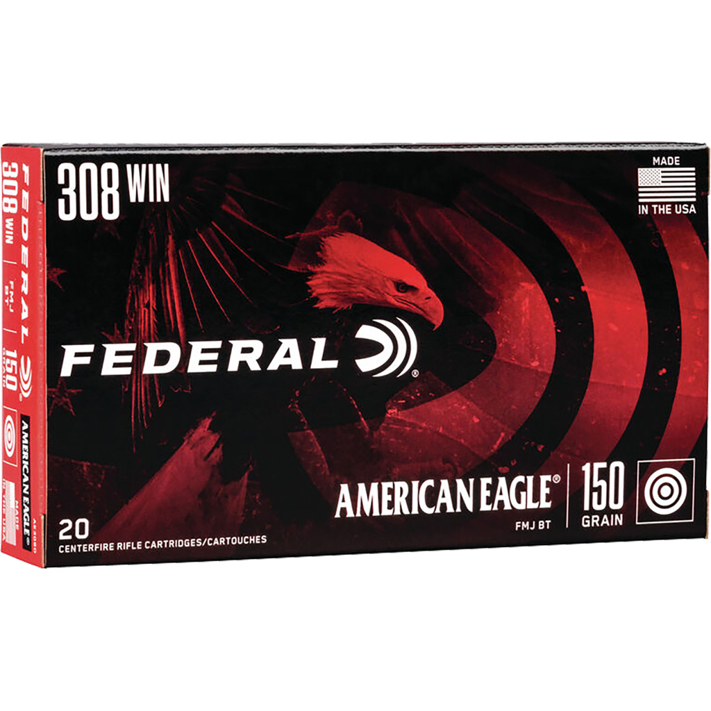 029465085339 Federal American Eagle Rifle Ammo 308 Win. 150 Gr. Fmj Boat-tail 20 Rd.