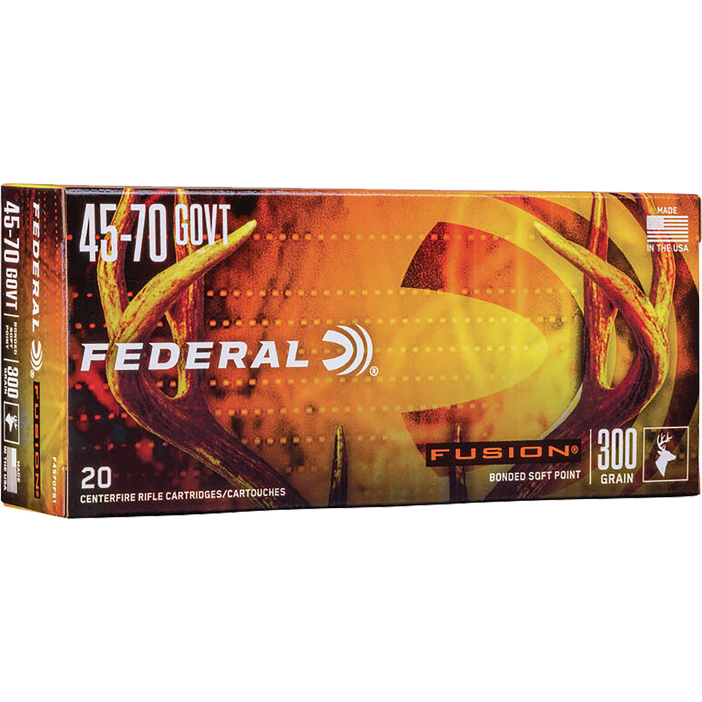 029465060398 Federal Fusion Rifle Ammo 45-70 Govt. 300 Gr. Fusion 20 Rd.