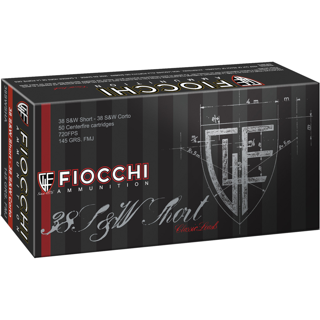 762344000985 Fiocchi Specialty Centerfire Handgun Ammo 38 S&w Short 145 Gr. Fmj 50 Rd.