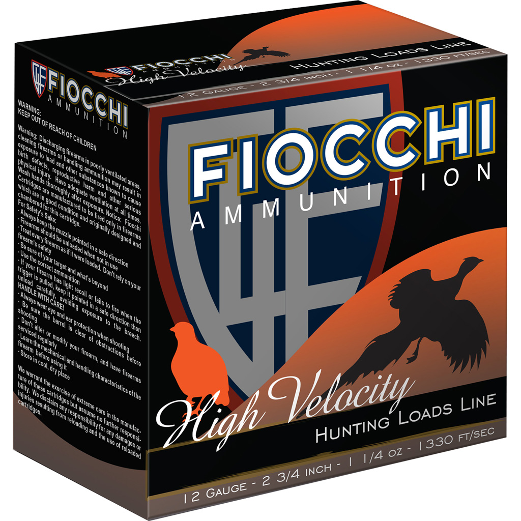 762344700250 Fiocchi High Velocity Hunting Loads 12 Ga. 2.75 In. 1 1/4 Oz. 4 Shot 25 Rd.
