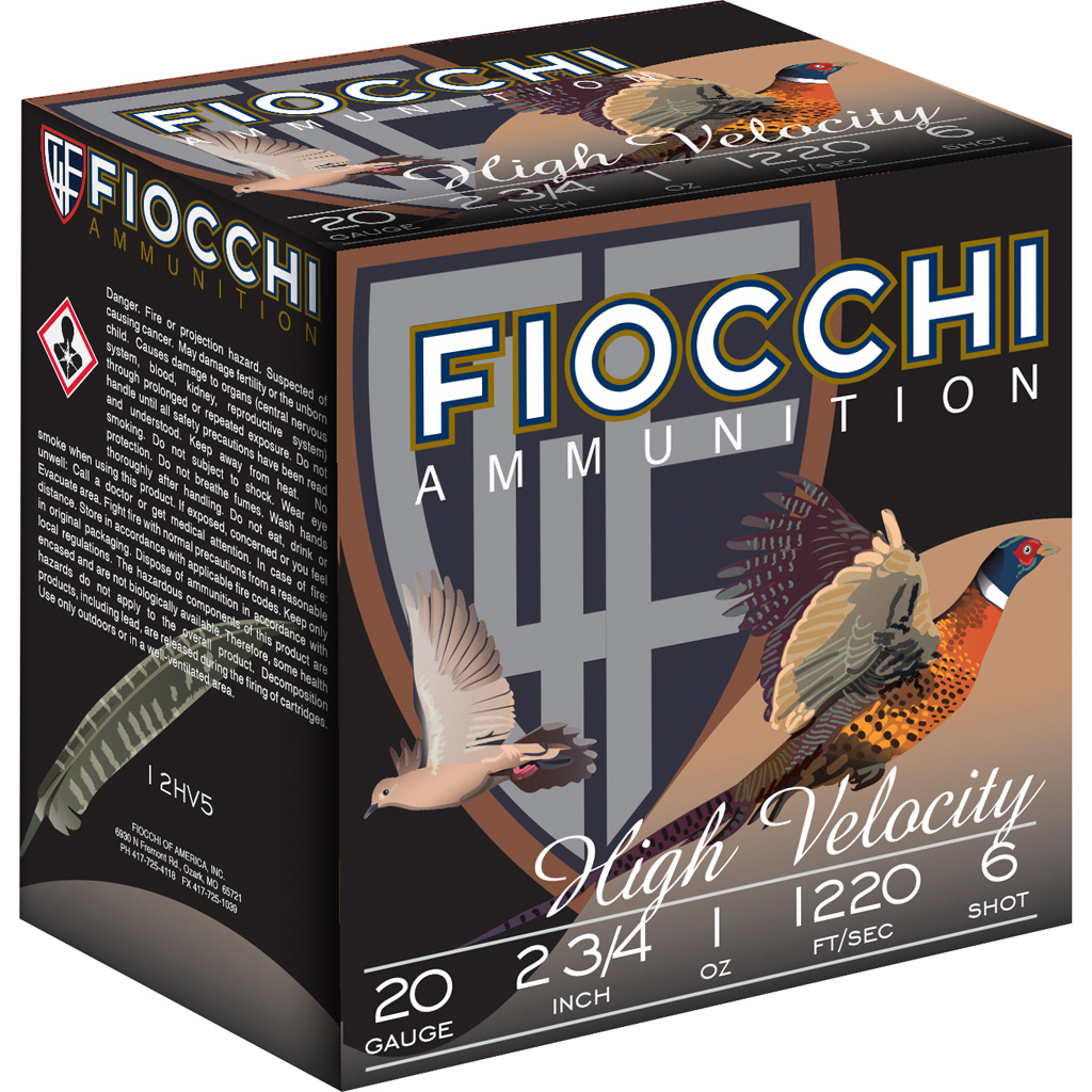 762344700960 Fiocchi High Velocity Hunting Loads 20 Ga. 2.75 In. 1 Oz. 6 Shot 25 Rd.