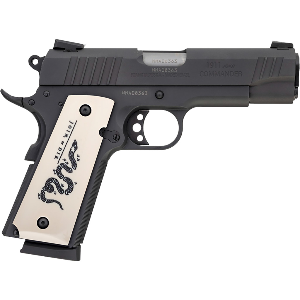 Taurus 1911 Commander Pistol 45 Acp 4.25 In. Black Join Or Die Ivory Grips 8 Rd