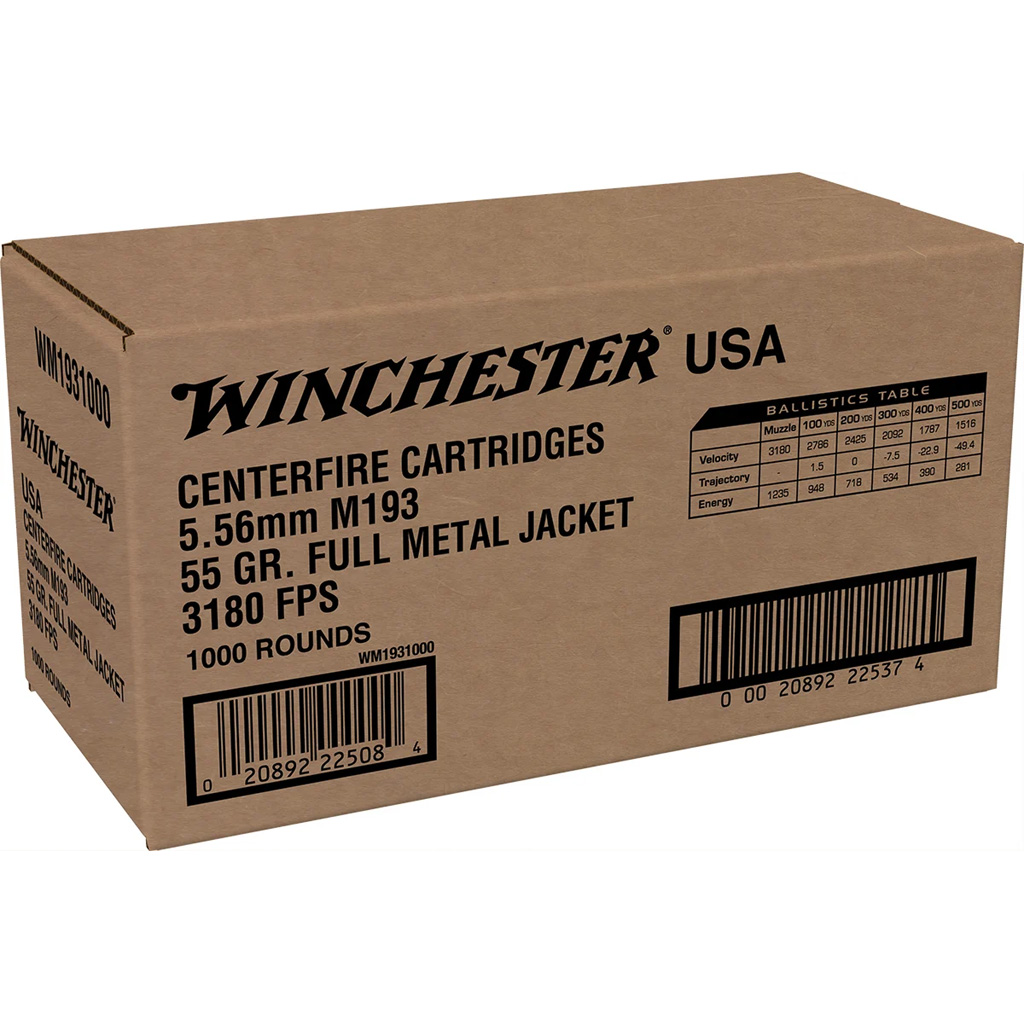 020892225084 Winchester Usa Rifle Ammo 5.56mm 55 Gr. Fmj 1000 Rd.
