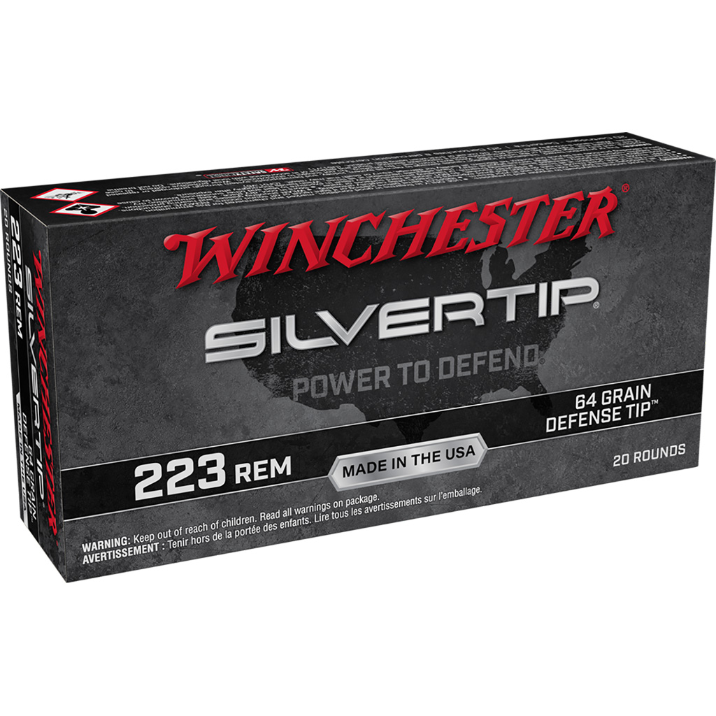 020892229877 Winchester Silvertip Rifle Ammo 223 Rem. 64 Gr. Defense Tip 20 Rd.