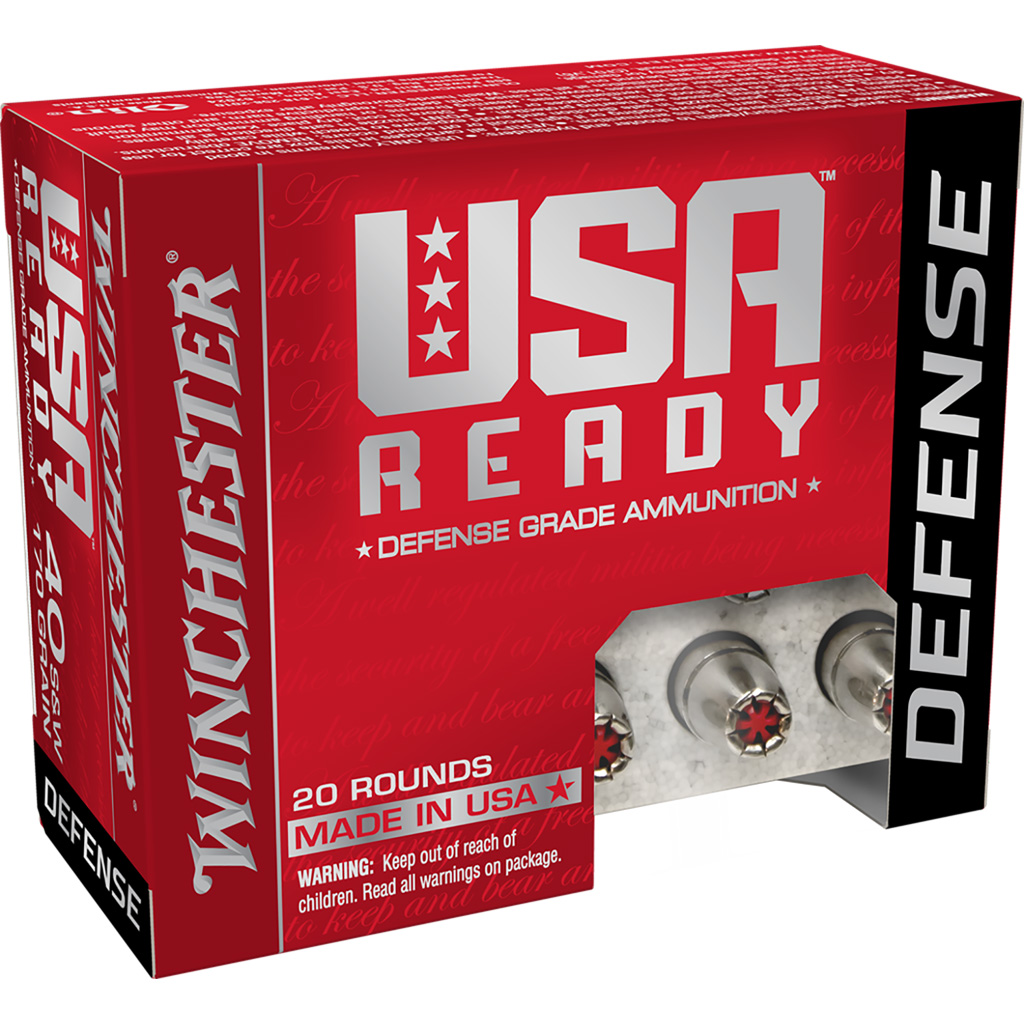 Winchester Usa Ready Defense Pistol Ammo 40 S&w 155 Gr. Hex-vent Hp 20 Rd.