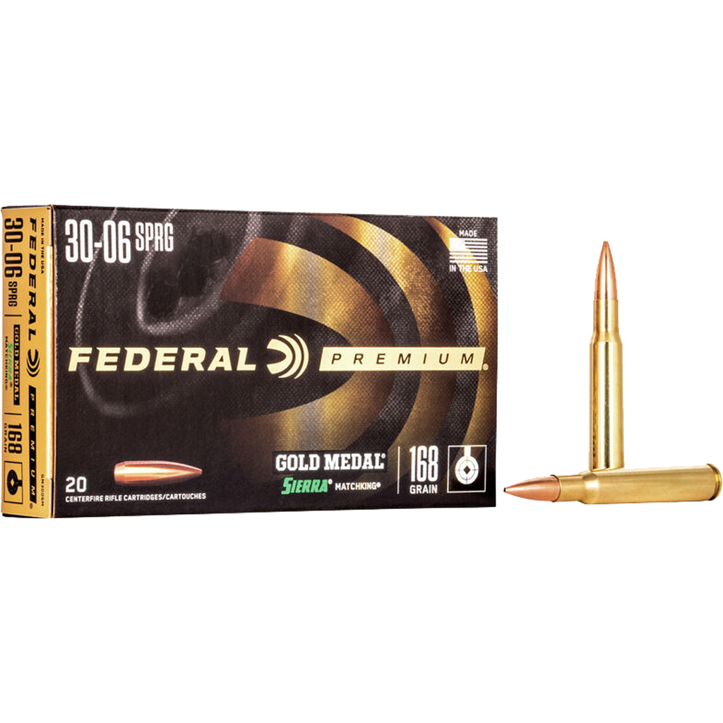 029465089344 Federal Gold Medal Rifle Ammo 30-06 Sprg. 168 Gr. Sierra Matchking Bthp 20 Rd.