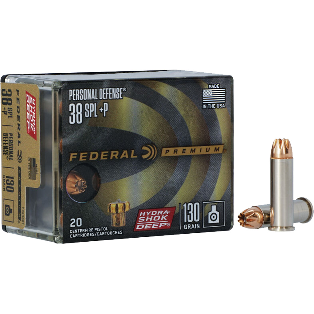 604544672794 Federal Premium Personal Defense Pistol Ammo 38 Spl. + P 130 Gr. Hydrashok Deep Jhp 20 Rd.