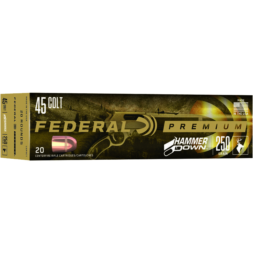 604544658378 Federal Hammer Down Pistol Ammo 45 Colt 250 Gr. 20 Rd.