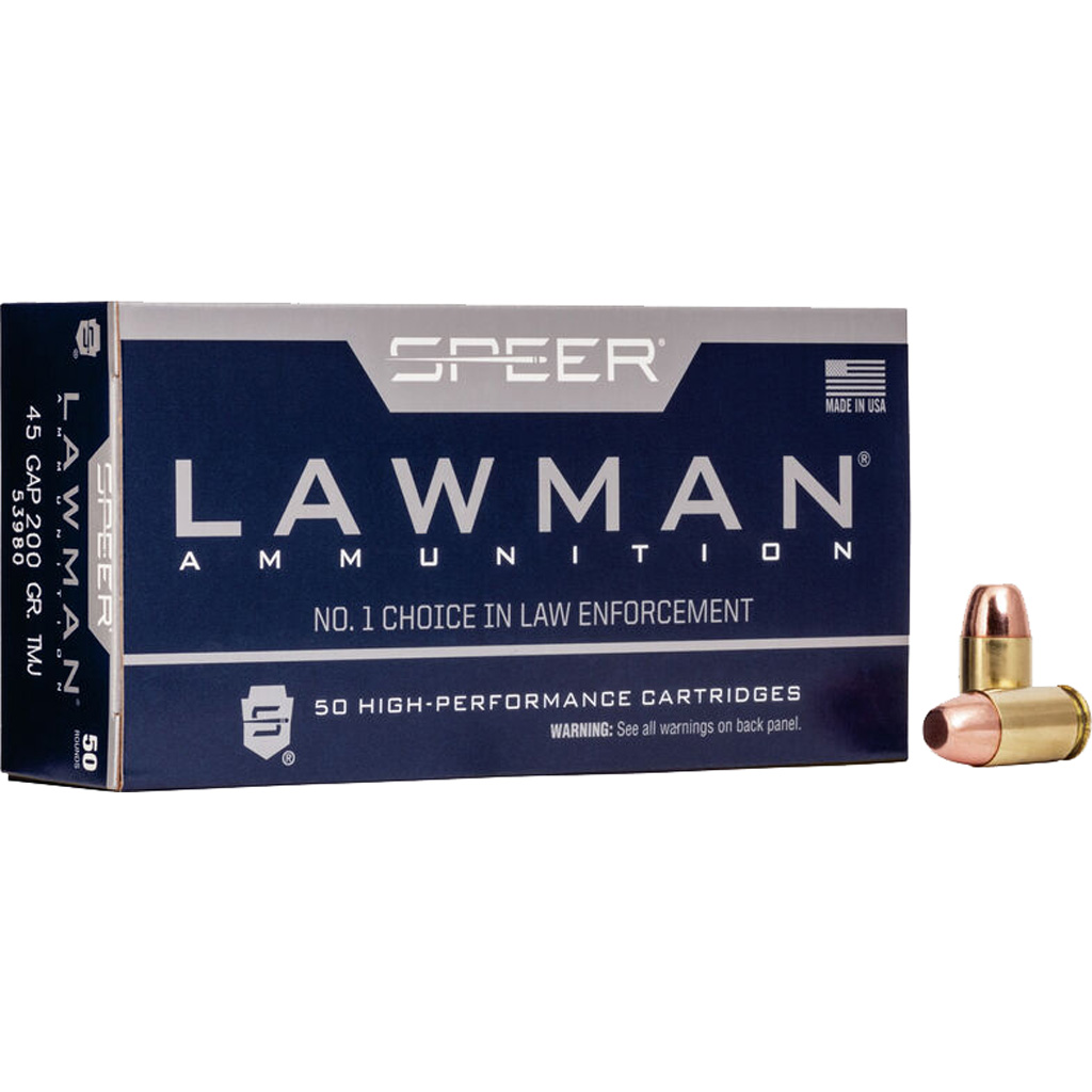 076683539809 Speer Lawman Pistol Ammo 45 Gap 200 Gr. Tmj 50 Rd.