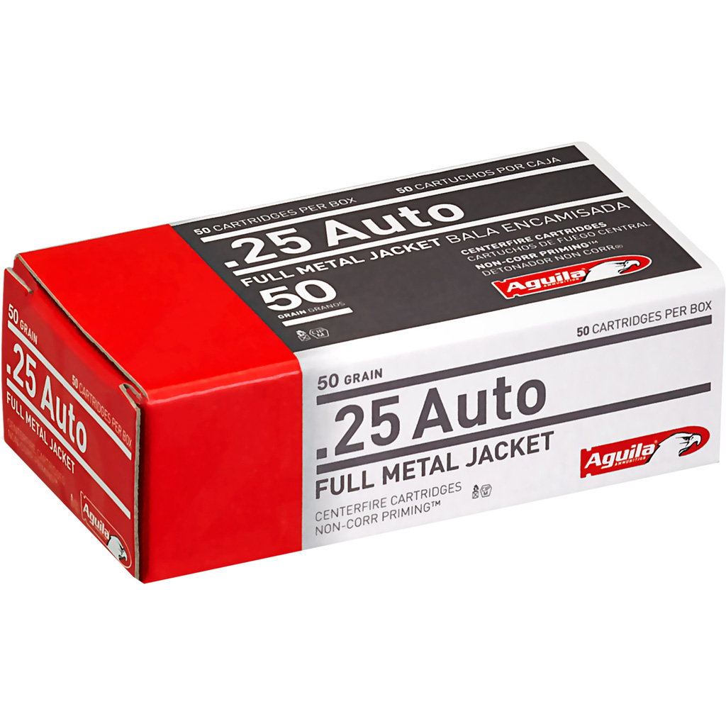 640420003016 Aguila Pistol Ammo 25 Acp 50 Gr. Fmj 50 Rd.