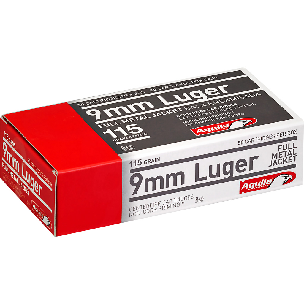 640420003085 Aguila Pistol Ammo 9mm 115 Gr. Fmj 50 Rd.