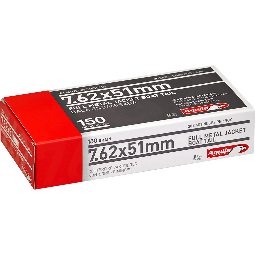 640420003252 Aguila Rifle Ammo 7.62x51mm 150 Gr. Fmjbt 20 Rd.