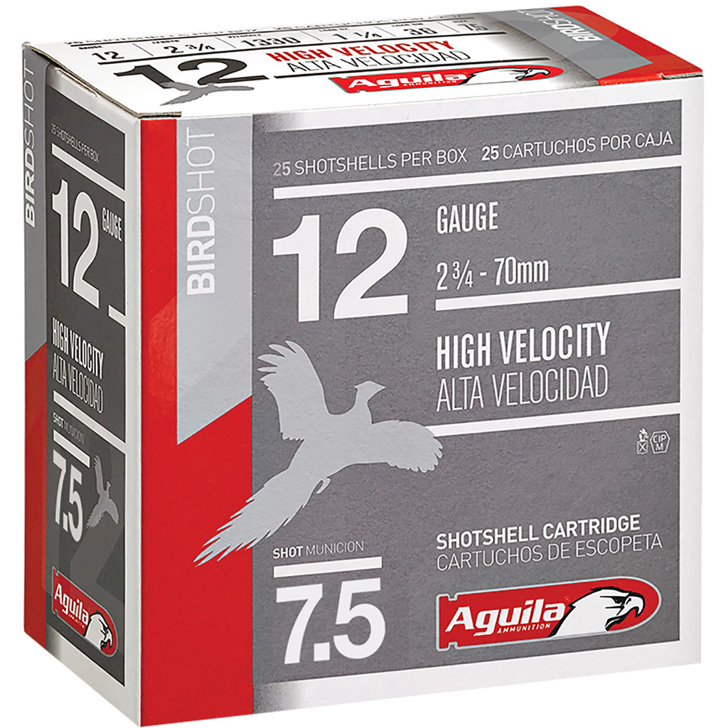 640420002385 Aguila High Velocity Shotgun Game Load 12 Ga. 2.75 In. 1 1/4 Oz. 7.5 Shot 25 Rd.