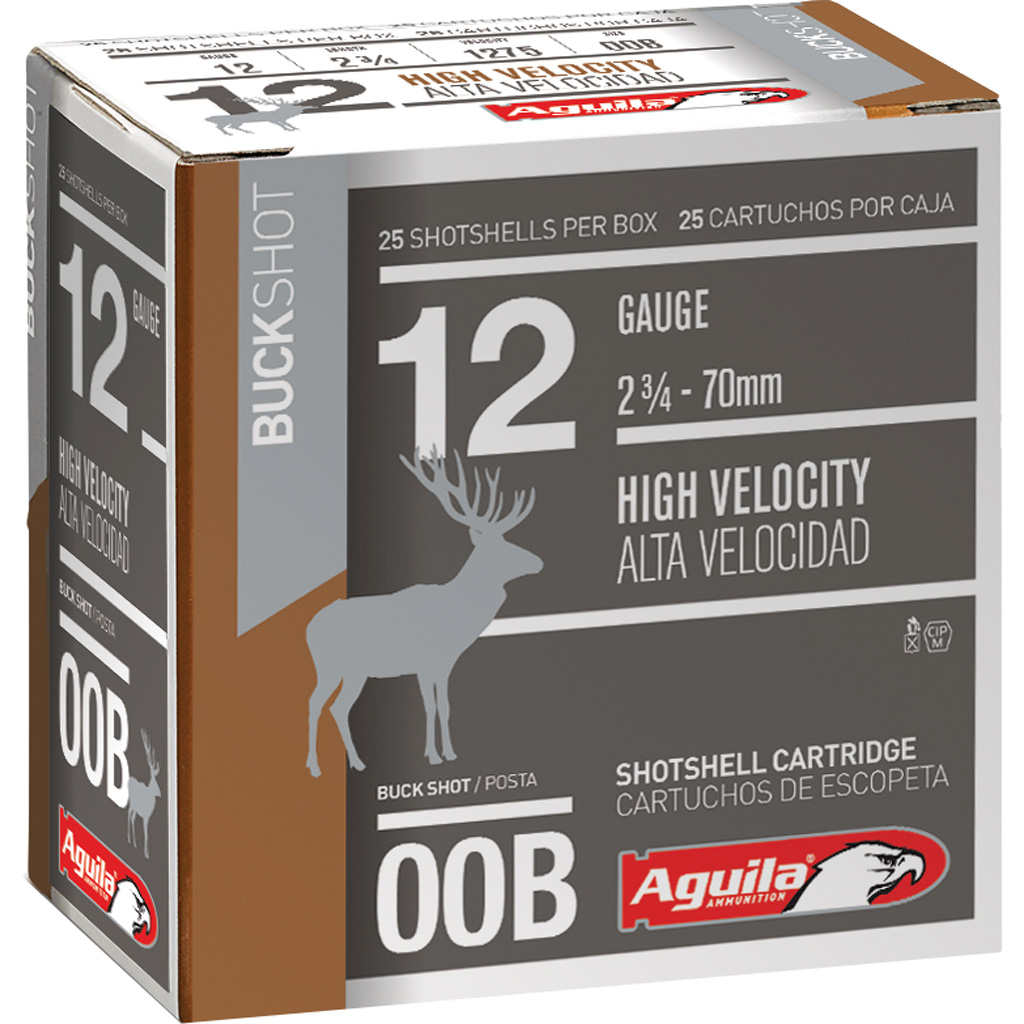 Aguila High Velocity Shotgun Game Load 12 Ga. 2.75 In. 00 Buck Shot 25 Rd.