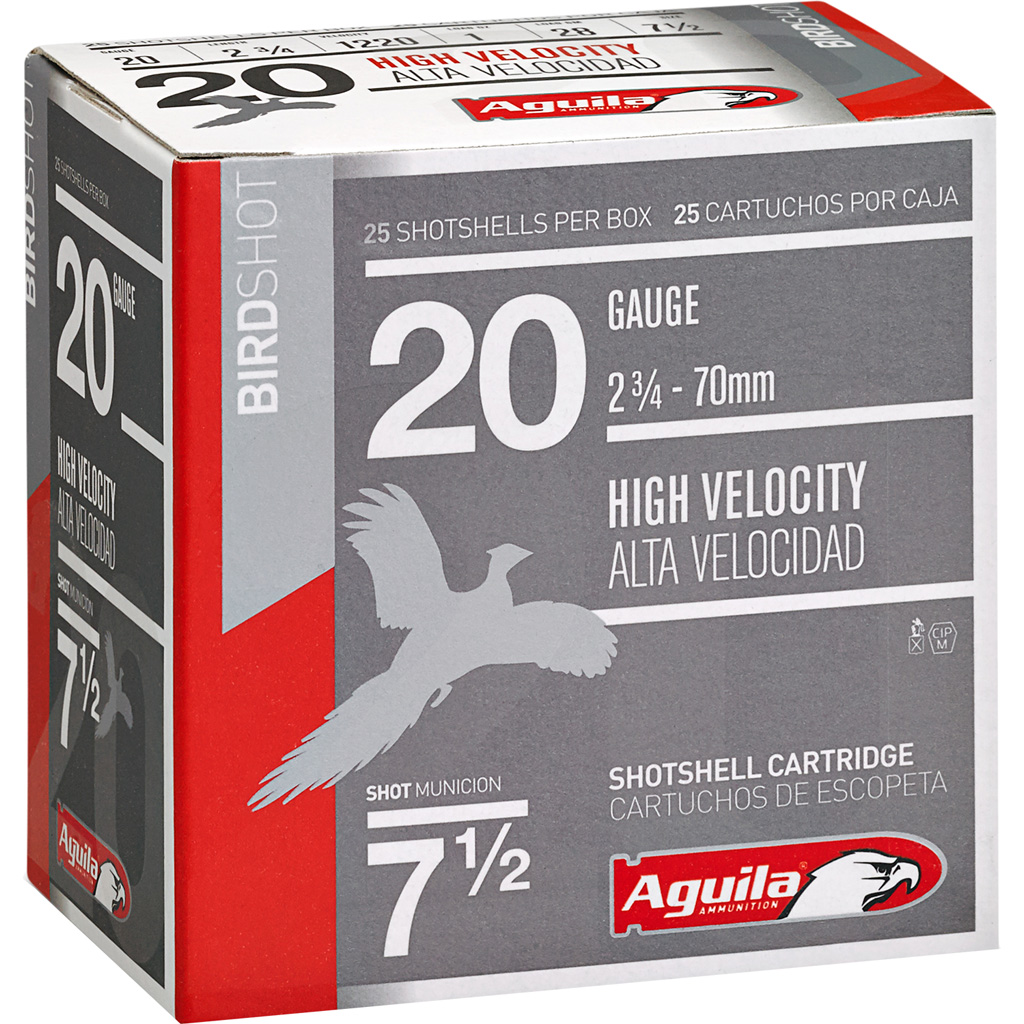 640420002651 Aguila High Velocity Shotgun Game Load 20 Ga. 2.75 In. 1 Oz. 7.5 Shot 25 Rd.